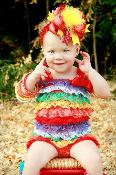 Over the Top Orange Yellow and Red Girls Big Hair Bow Clip or Headband