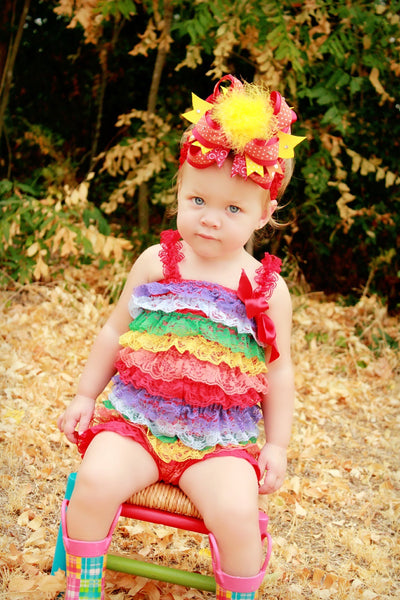 Over the Top Orange Yellow and Red Girls Big Hair Bow Clip or Headband