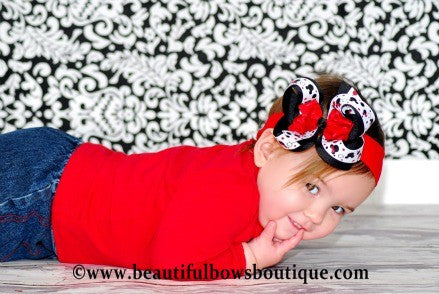 Minnie Mouse Red & Black Girls Hair Bow Clip or Headband