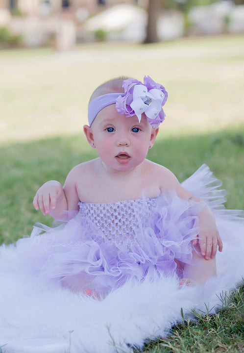 Super Fluffy White Lavender Baby Girl Tutu Dress