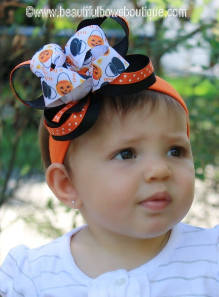 Halloween Baby Headband Trick or Treat, Halloween Hair Bow Clip Toddler Girl