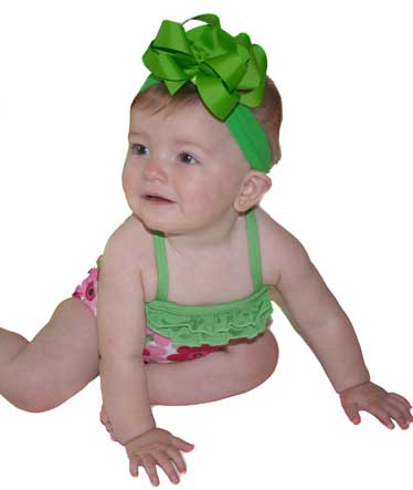 Apple Green Boutique Bow Headband Infant Toddler Hairbow