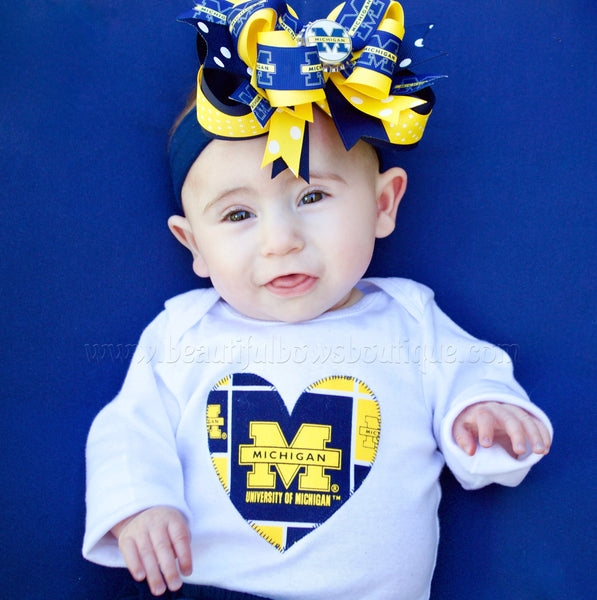 Michigan Baby Headband, University of Michigan Bows, College Hair Bows