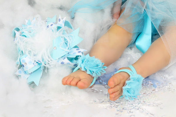 Fancy Frozen Inspired Turquoise Blue and White Toddler Baby Tutu Dress