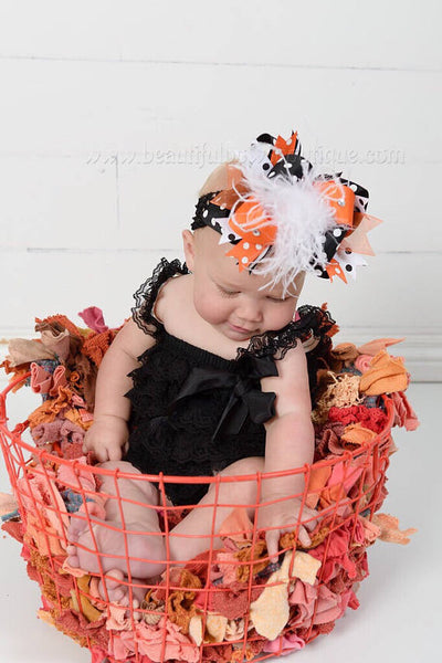 Halloween Baby Girl Black Lace Romper and Headband