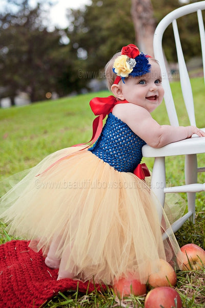 Fancy Snow White Royal Blue and Yellow Baby Tutu Dress Up Costume (TUTD) - Beautiful Bows Boutique