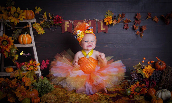Fall Candy Corn Tutu Dress for Baby Toddler
