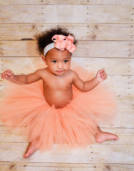 Coral Peach Baby Tutu Handmade Birthday Skirt
