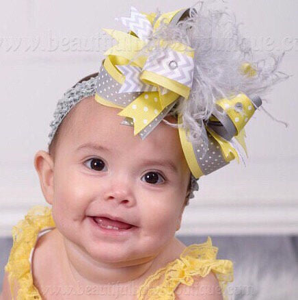Baby Girl 1st Birthday Outfit Grey and Yellow
