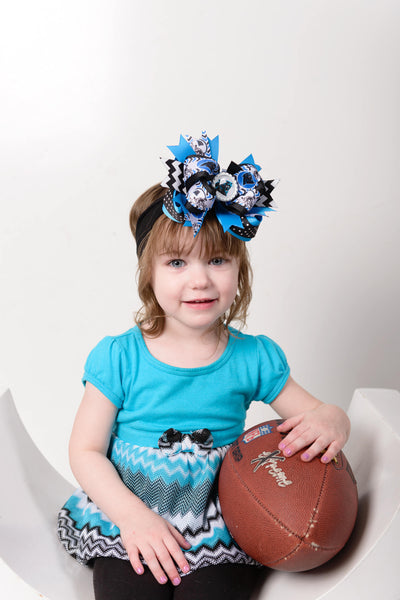 Carolina Panthers Baby Headband Bow,Panthers Hair Bow,NFL Bows