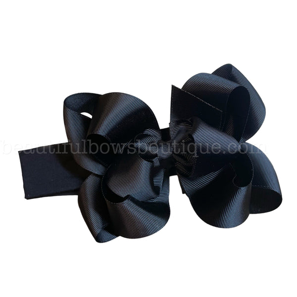 Big Black Bow Triple Layer hair Bow Large Stacked Bows 5 inch bows BTS bows xtra large Bow baby Headband Bows for Girls Toddler Infant Baby