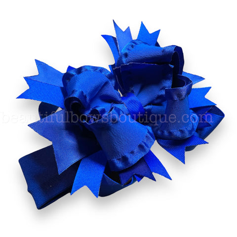 Big Royal Blue Bow Triple Layer hair Bow Large Stacked Bows 5 inch bows BTS bows xtra large Bow baby Headband Bows for Girls Toddler Infant