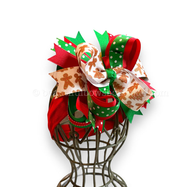Gingerbread Christmas Baby Bows Headband Large Baby Bow Headwrap Baby Headband Holiday Baby Photo Prop Triple Layered Xmas Girl Bows Clip