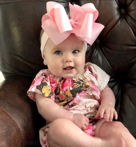 Large Pink Hair Bow, Pink Baby Headband, Huge Pink Baby Bow