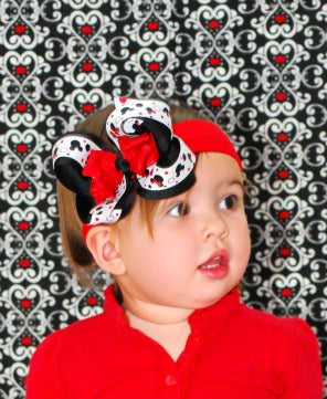 Minnie Mouse Red & Black Girls Hair Bow Clip or Headband