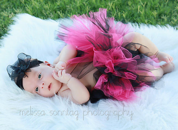 Hot Pink and Black Tutu for Newborns Babies Toddlers