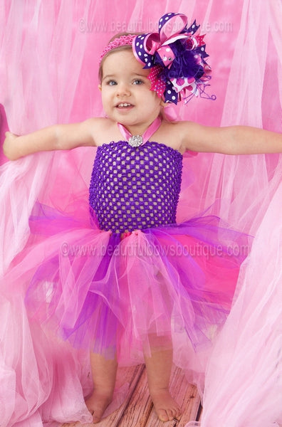 Fancy Purple and Hot Pink Baby Toddler Tutu Dress