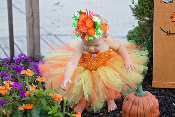 Orange and Green Pumpkin Baby Tutu Outfit