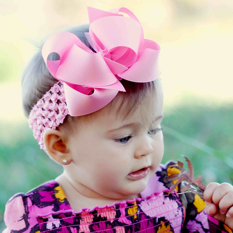 Pink Double Loop Grosgrain Girls Hair Bow Clip or Headband-CHOOSE COLOR