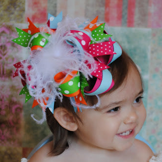 Big Boutique Spring Rainbow Over the Top Hair Bow Baby Headband