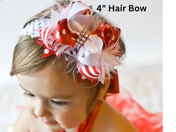 Ruffle Bow Red Baby Headband Toddler Girl Christmas Hair Bows Frilly Flower Girl Bows Valentines Red Hair Bow Gift for Baby or Little Girls