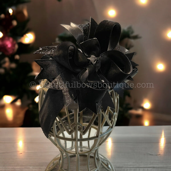 Black Bows formal girl bows black Christmas bow for photo shoot pageant baby bow holiday christmas bow toddler party bow black