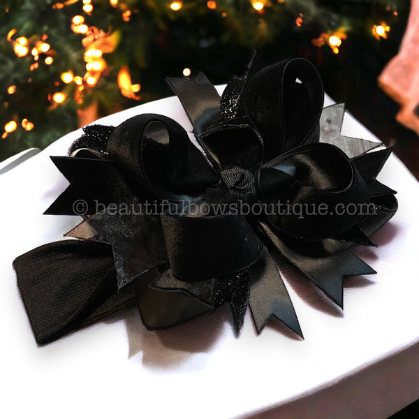 Black Bows formal girl bows black Christmas bow for photo shoot pageant baby bow holiday christmas bow toddler party bow black