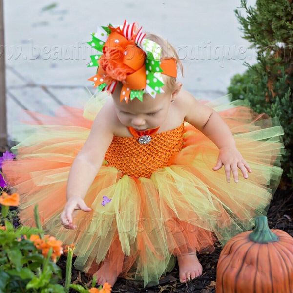 Orange and Green Pumpkin Baby Tutu Outfit