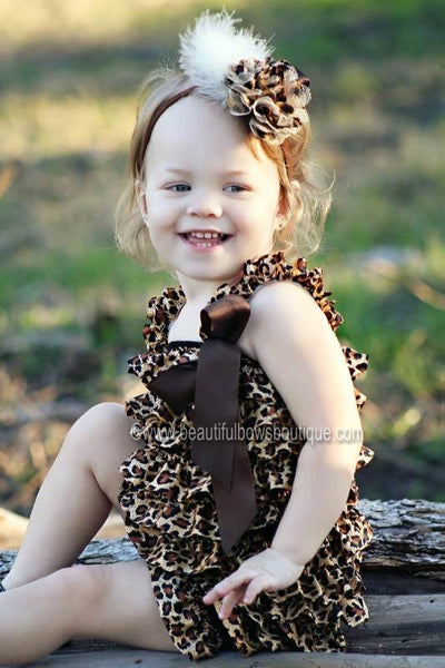 Leopard Ruffled Lace Romper for Babies and Toddler Girls