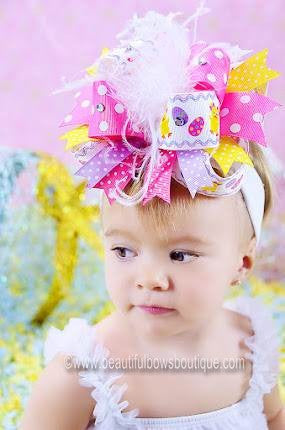 Chick Egg Big Over the Top Pastel Easter Hair Bow Clip or Baby Headband