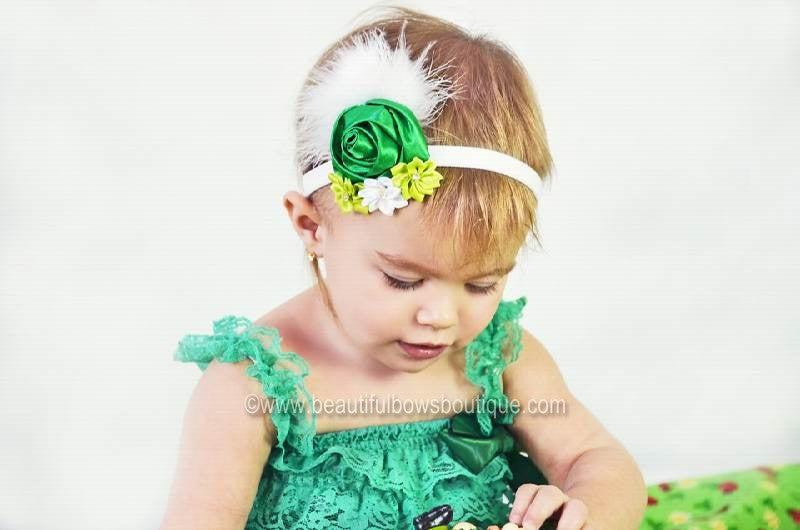 St. Patricks Day Dazzle Rosette Hair Clip or Headband