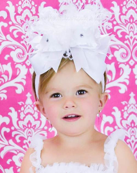 Big Boutique White Bow Infant Headband,OTT