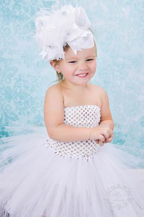 Baby Toddler Solid White Crochet Tutu Dress