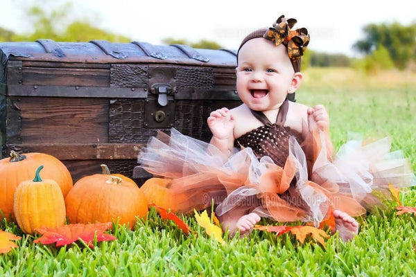 Dainty Fall Brown Orange Leaves Baby Girl Headband
