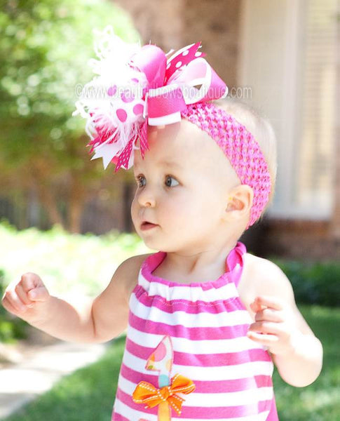 OTT Shocking Hot Pink White Baby Toddler Headband