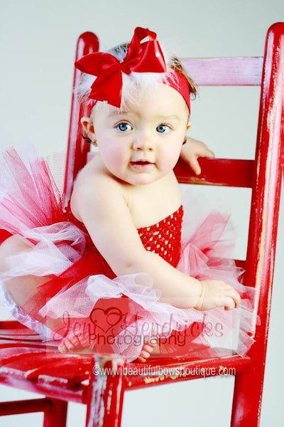 Girls Red and White Fluffy Infant Tutu Dress