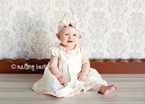 Pale Blush Pink Double Satin Boutique Girls Hair Bow Clip or Headband