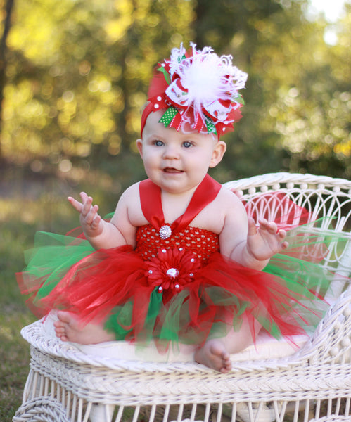 Buy Over the Top Christmas Santa Hat Tulle Girls Hair Bow Clip or ...