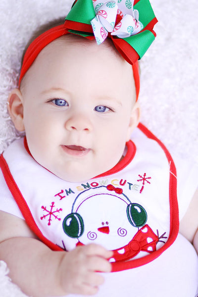 Newborn Christmas Headband Bow Red Green Peppermint