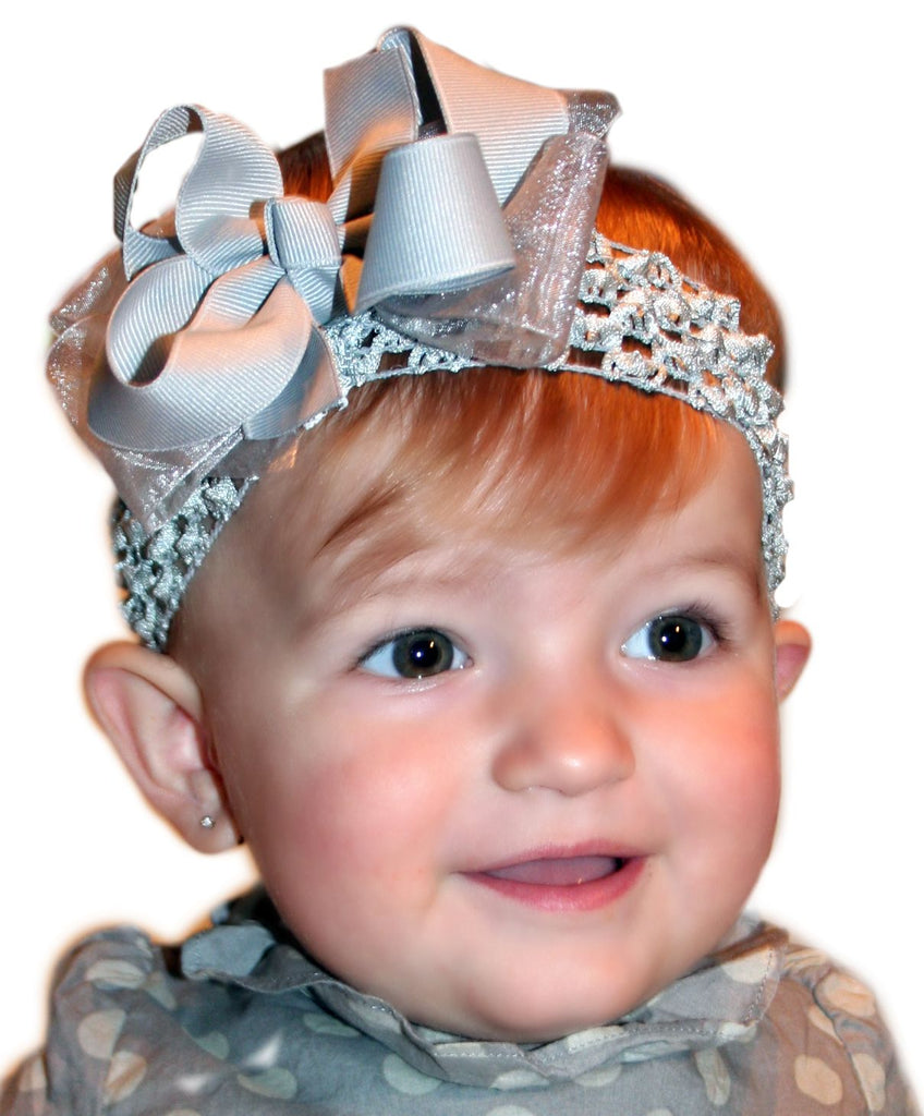 Dainty Dazzling Grey Baby Headband Bow Infant Toddler