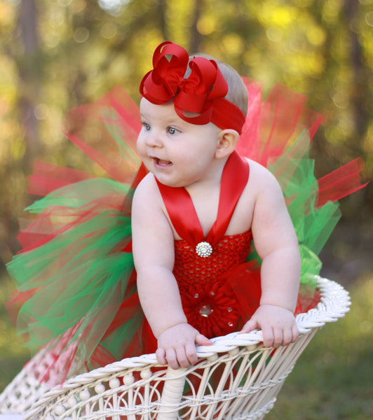 Red Baby Bow Headband, Christmas Red Hair Bow