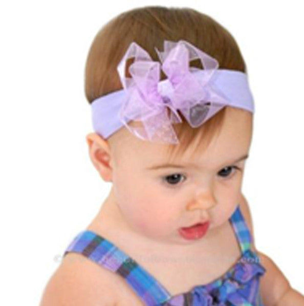 Dainty Lavender Sheer Hairbow Headband-CHOOSE COLOR