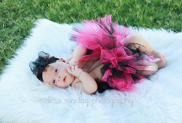 Hot Pink and Black Tutu for Newborns Babies Toddlers