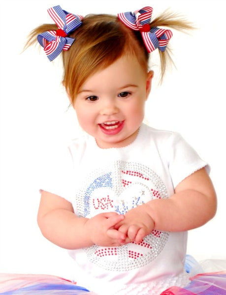 Flag Pigtail Bow Set Infant Toddler Girl-Choose Color