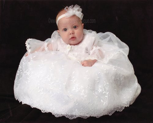 Small Organza White Bow Baby Headband