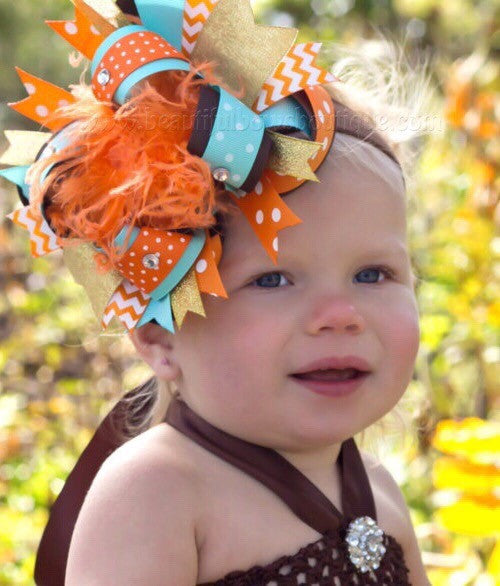Fall Baby Tutu Dress Brown Aqua Orange Gold Toddler Tutu Dress