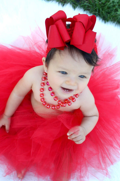 Red Baby Tutu Set Holiday Infant Tulle Skirt