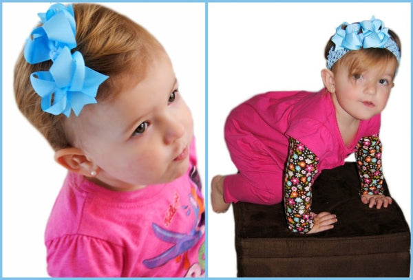 Dainty Blue Layered Girls Hair Bow Clip and Crochet Headband