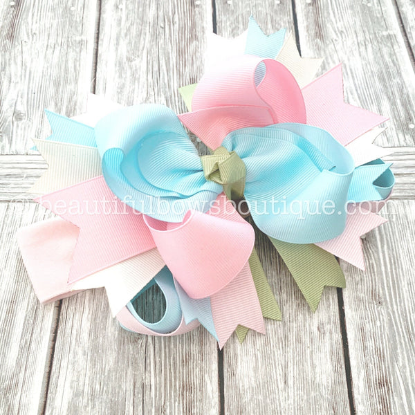Pastel Colors Boutique Hair Bow, Girls Birthday Bow, Toddler Bow, Baby Girl Bow Pastel, Easter Hair Bow Headband Hairband Headwrap