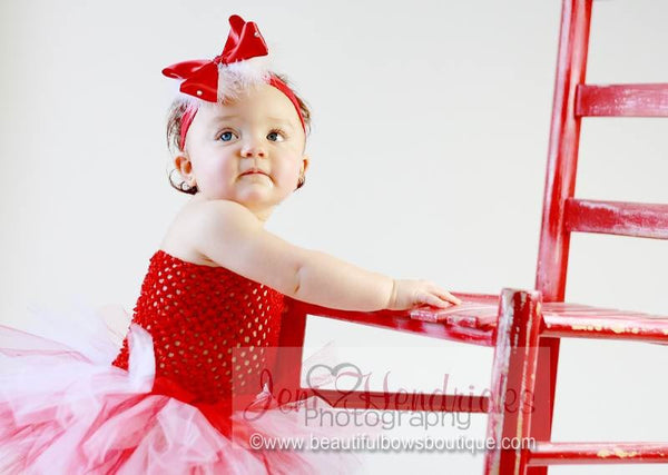 Girls Red and White Fluffy Infant Tutu Dress